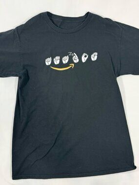 Amazon ASL "AMAZON" American Sign Language Shirt - BLACK - MEDIUM